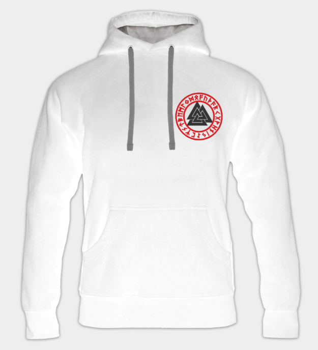 Felpa con cappuccio ricamata Valknut Runico