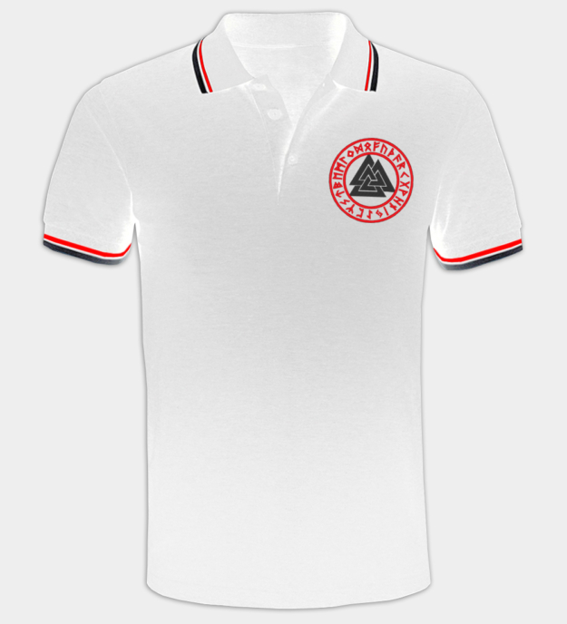 Maglietta polo ricamata Valknut Cerchio Runico