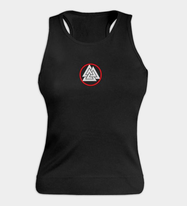Top senza maniche donna ricamato Valknut